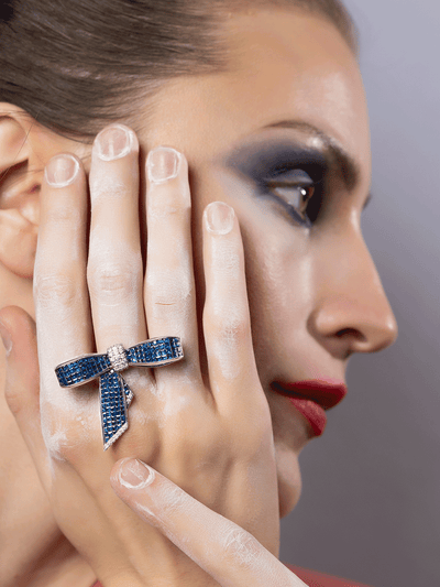 Rubiks Blue Bow Ring